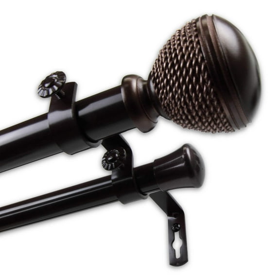InStyleDesign Plait 1 inch Diameter Adjustable Double Curtain Rod bronze 48 to 84 inches Bronze Finish