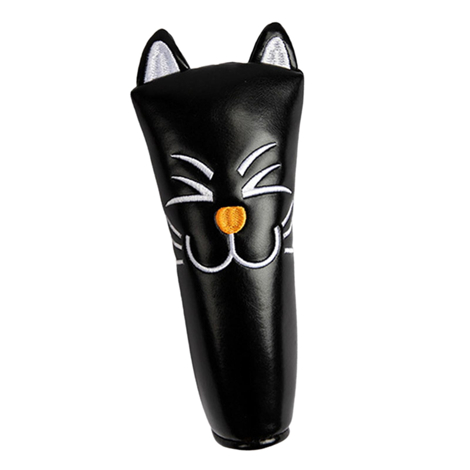 harayaa Golf Club Head Covers Mallet Putter Cat Pattern Accessories Putter Cue Headcover Straight Black