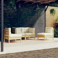 thumbnail image 1 of vidaXL 4 Piece Garden Lounge Set with Cream Cushions Solid Pinewood, 1 of 4