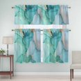 thumbnail image 5 of Abstract Teal Curtain Valances Set Aqua Marble Cracks Texture Crystal Modern Kitchen Curtains 24&nbsp;inch Length Rod Pocket Valance and Tiers 3 Piece Set Small Bedroom Bathroom Laundry Decor, 5 of 9