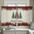 thumbnail image 5 of Red Plaid Christmas Sheer Curtains 45 Inch Length 2 Panels Set, Semi Transparent Voile Rod Pocket Curtains for Living Dining Room Bedroom Drapes Xmas Tree Vintage Winter Rustic, 5 of 8