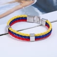 thumbnail image 6 of Handwoven Flag Leather Bracelet Multicolor National Flag PU Leather Bracelet Wrap Bangle with Alloy Clasp for Women Men Wristband Jewelry, 6 of 7