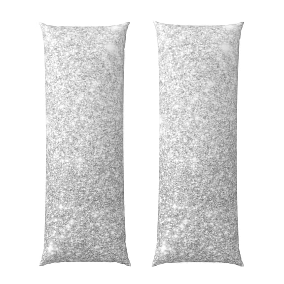 Vsdgher Silver Glitter Body Pillow Cover, Pillowcases with Hidden Zipper Breathable Long Pillow Case (Pillows are not included,20x54 inch)