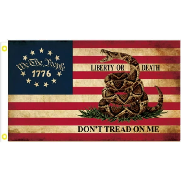 3X5 WE THE PEOPLE 1776 VINTAGE LIBERTY OR DEATH GADSDEN DON'T TREAD ON ME FLAG