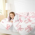 thumbnail image 4 of Homewish Kawaii Bowtie Ribbon Bedding Comforter Set,Polka Dots Bowknot Twin Comforter Sets,Pink White Bedding Set For Girl Kids,Luxury Bedroom Decor Reversible,2pcs, 4 of 8