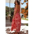 thumbnail image 6 of Womens Summer Graphic Print Spaghetti Strap Sleeveless A-Line Maxi Dress (M, MultiBlue), 6 of 7