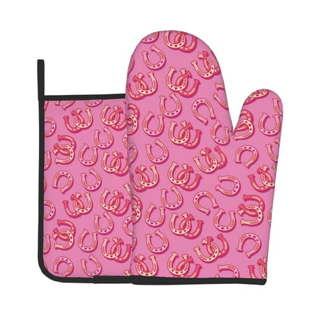 

Lukts Cute Cowgirl Print Kitchen Heat-Resistant Gloves and Spacers 2pcs Set Suitable for Baking and Cooking