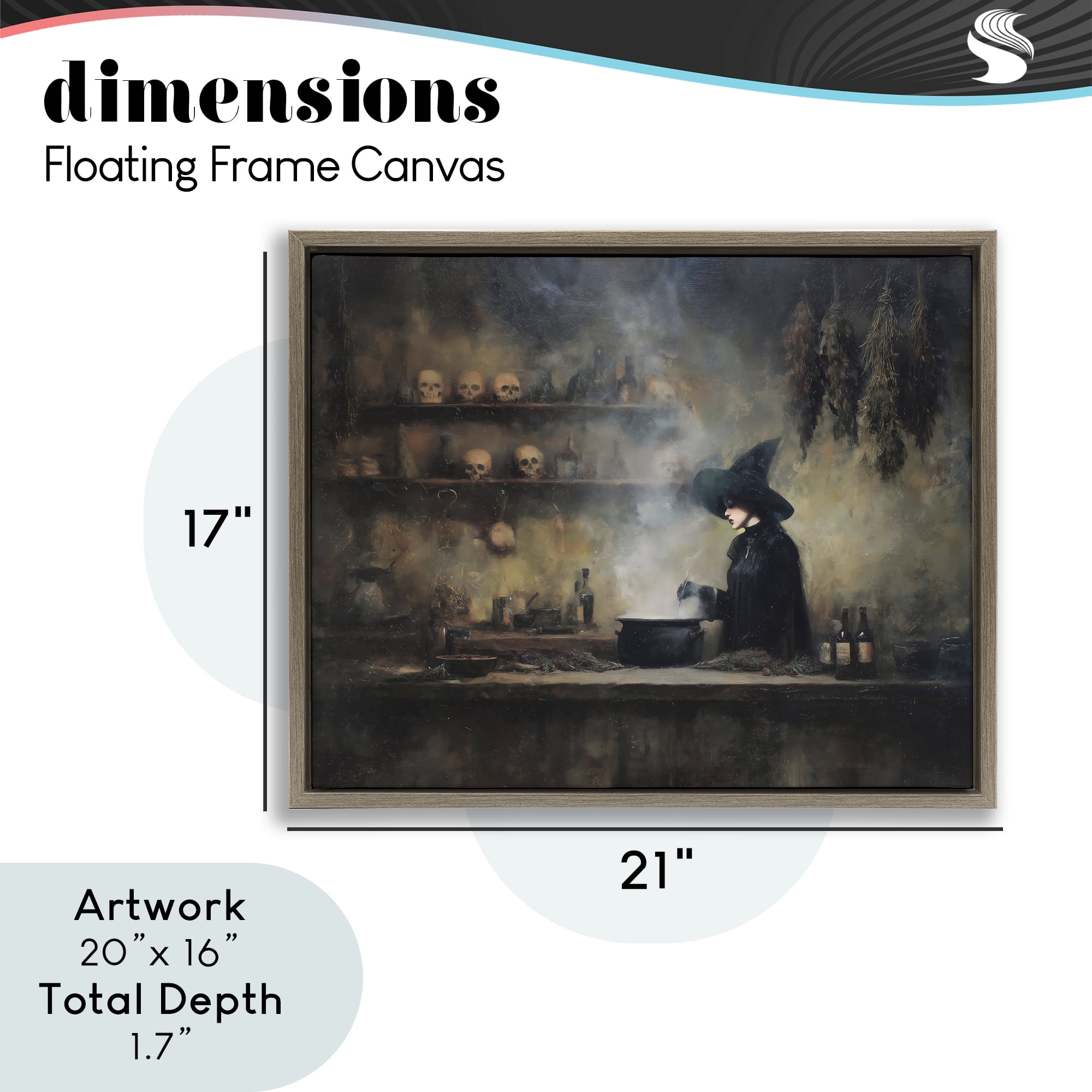 Witch's Cauldron Brew Brown Framed Floater Canvas Wall Art, design by Arlington Prints
