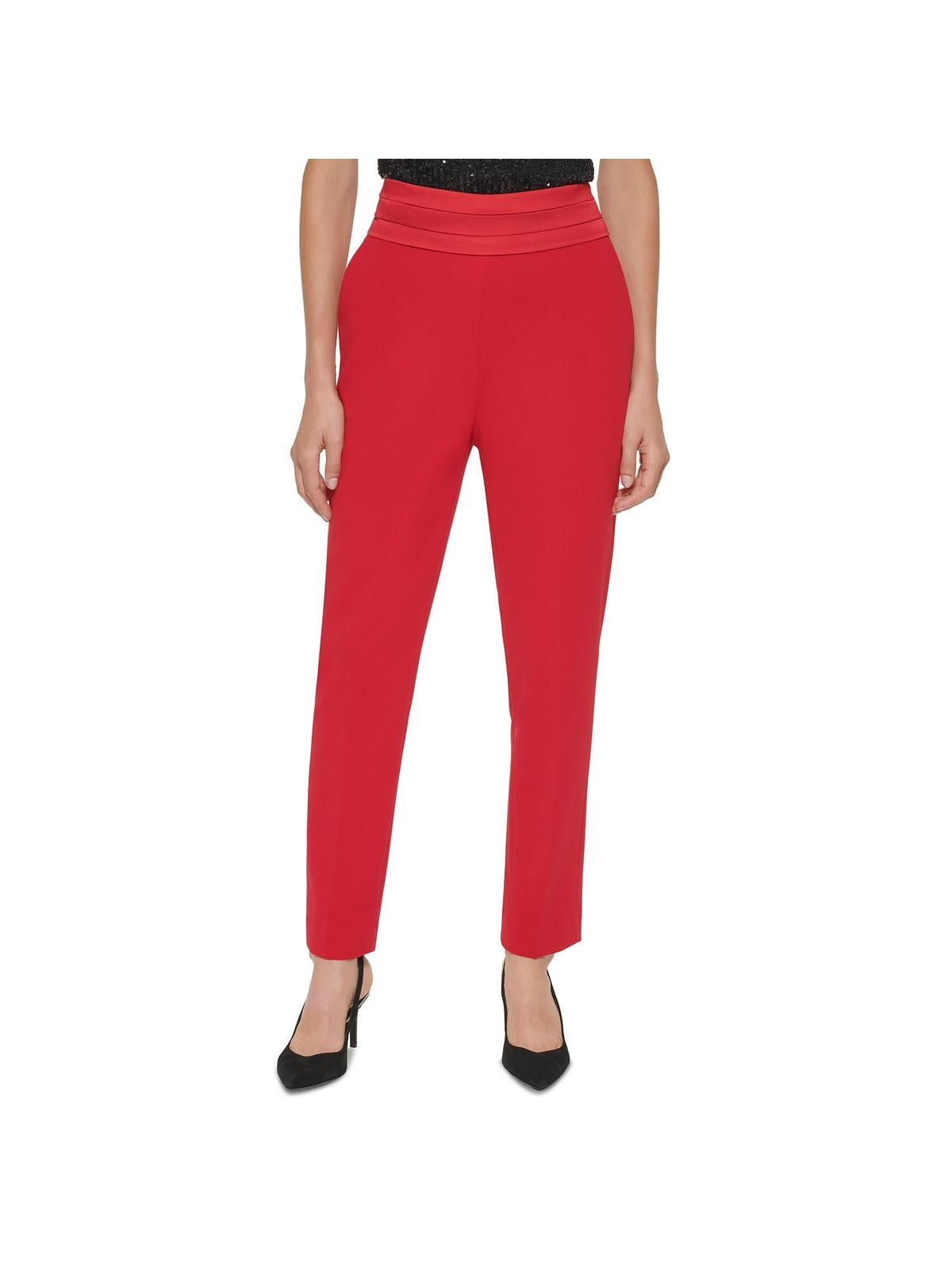 Calvin Klein Womens Petites Satin Pleated Dress Pants