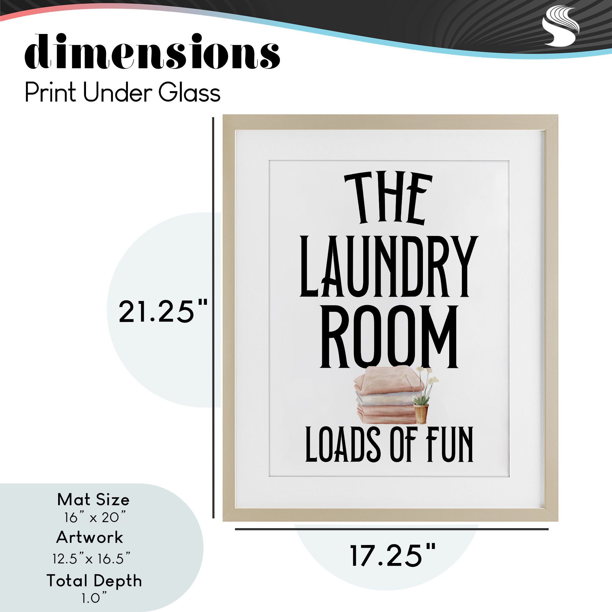 Laundry Room Fun Minimal Birch Framed Print Under Glass, design by Kim Allen