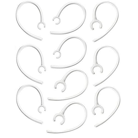 10-Pack Replacement Clamp Bluetooth Ear Hook Loop Clip Replacement - Set of 5 Small Clamps 5 Pack Large Clamps Shape Clear Hook for Samsung, Motorola, LG & Other Bluetooth Headsets (Clear)