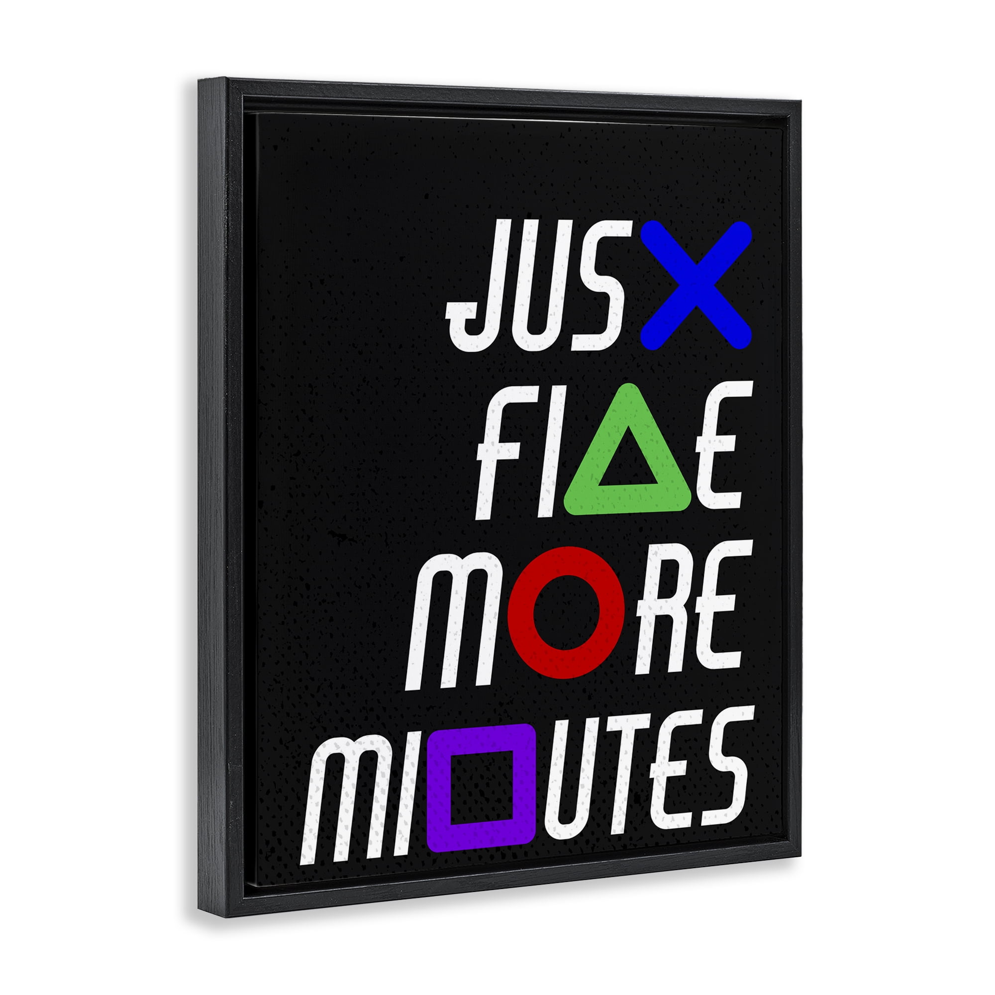 Just Five Minutes Gamer Buttons Black Framed Floater Canvas Wall Art, design by Kim Allen