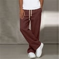 thumbnail image 6 of SAWOBUUN Men's Cotton Pants Relaxed Fit Casual Summer Pants Drawstring Elastic Waist Trousers, 6 of 9