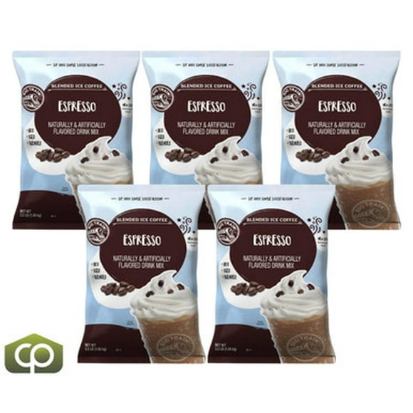 Big Train Mélange de Café Glacé Espresso, Base de Boisson au Café Professionnelle à Haute Intensité, Sac de 3,5 lb, Caisse de 5