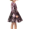 thumbnail image 2 of Suhoaziia Pink Pleat Dress Up Clothes for Little Girls Cherry Blossoms Print Swing Dress Lightweight Thin Jumpskirt Playwear Winter Home Party Playwear with Sleeves 13-14 Years, 2 of 7