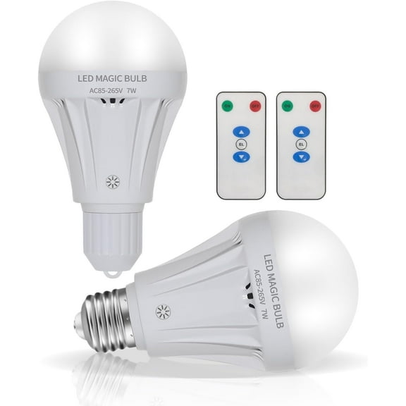 Rechargeable Light Bulbs with Remote Control Soft Warm(6000K) 2200mAh Dimmable Battery Operated Light Bulb 50 Watt Equivalent,2 Pack