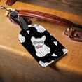 thumbnail image 3 of GZHJMY White Cute Dog with Glasses Black Luggage Tags Set of 2, PU Leather Travel ID Label with Privacy Name Card Cover for Travel Bag Suitcase Decoration, 3 of 6