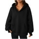 thumbnail image 3 of Sudaderas con cremallera,Blusa con capucha y cuello en V para mujer, top informal de manga larga con bolsillo, corte holgado y suave, camiseta de color liso para ropa urbana, sopatenor, 3 of 9