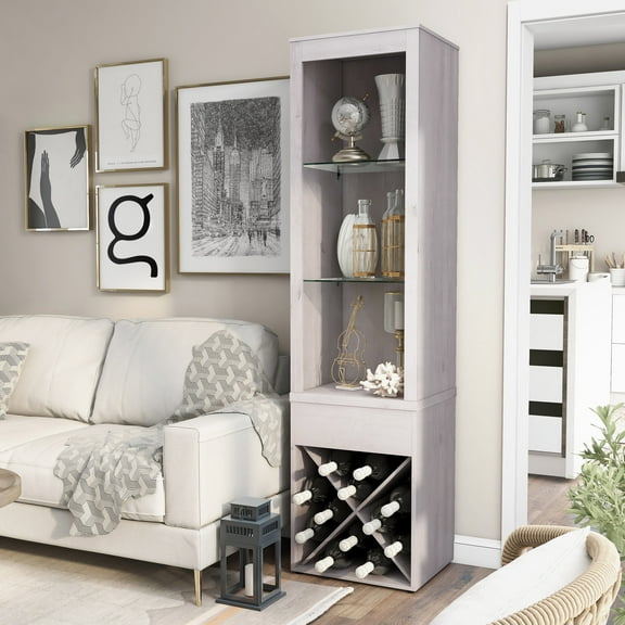 Furniture of America Tunie Multi-Storage Curio, White Oak