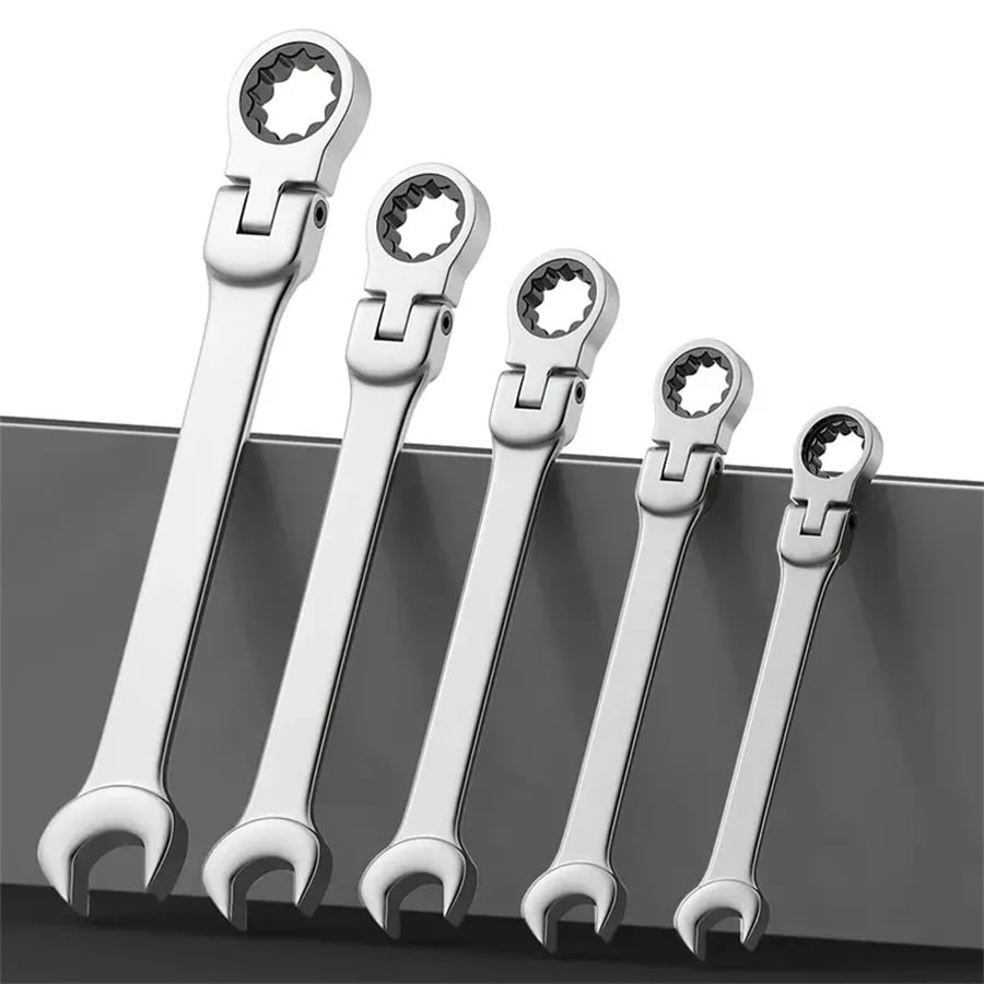 16pcs flexible head ratchet wrench set 6-22mm, mechanic auto repair maintenance open end dual purpose wrench ratchet wrench