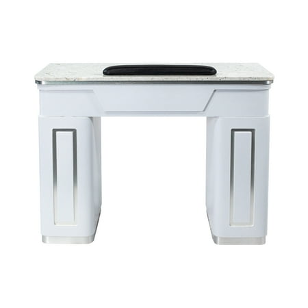 NAPA Manicure Table Nail Station for Beauty Salon Furniture & Equipment Marble Top & 1UV Hole Modern White/Silver