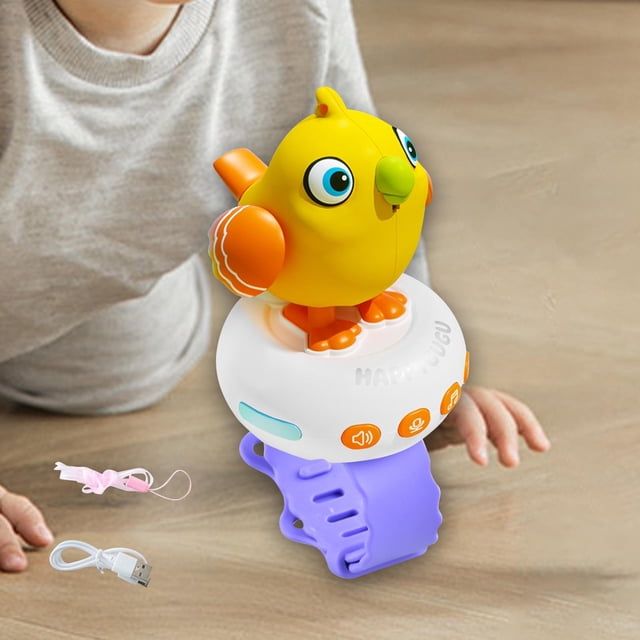 Reloj Musical con forma de pájaro para niños, silbato de juguete para niños, juguete Musical de aprendizaje educativo temprano, reloj electrónico para Amarillo