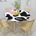 thumbnail image 2 of Decorative Round Fitted Tablecloth,Cow Print Print Elastic Edged Polyester Table Pad,Camouflage Hide Pattern in Black Print Fabric Table Cover, Fits Round Table 60" Diameter, for Outdoor Indoor Use, 2 of 6