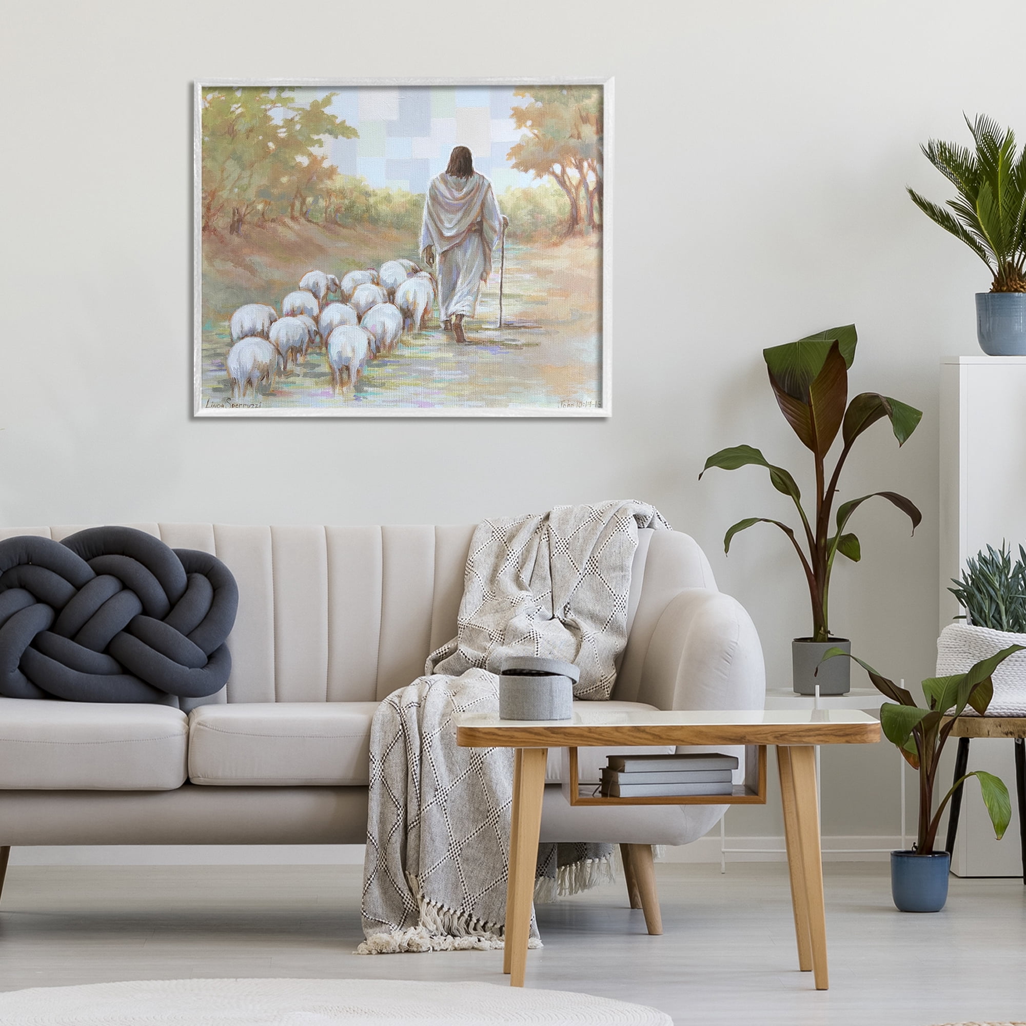 Stupell Industries Lead On Good Shepherd White Framed Giclee Art, design by Linda Sperruzzi