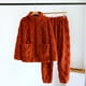 thumbnail image 2 of Gibobby Conjunto pijama mujer invierno Diseñador elegante ropa para el traje Otoño Invierno pijamas a juego unisex camisón de franela(Naranja,M), 2 of 3
