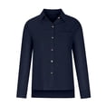thumbnail image 4 of Womens Dressy Button Down Blouses Business Casual Shirts Long Sleeve Crew Neck Solid Color Fashion Tops, 4 of 5