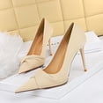 thumbnail image 4 of Zapatos de tacón para mujer, edición coreana, elegantes, para banquetes, tacones altos, ajustados, de boca baja, con lazo puntiagudo, zapatos individuales para mujer, 4 of 5