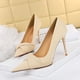 thumbnail image 4 of Zapatos de tacón para mujer, edición coreana, elegantes, para banquetes, tacones altos, ajustados, de boca baja, con lazo puntiagudo, zapatos individuales para mujer, 4 of 5