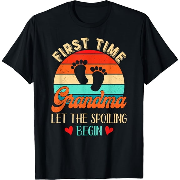 First Time Grandma Let the Spoiling Begin New Funny 1st Time T-ShirtMen's and women's short-sleeved pure cotton shirts