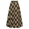 thumbnail image 4 of larppty Womens Plaid Skirts Elastic Waist A-Line Pleated Tartan Long Skirts（Brown，XL）, 4 of 6