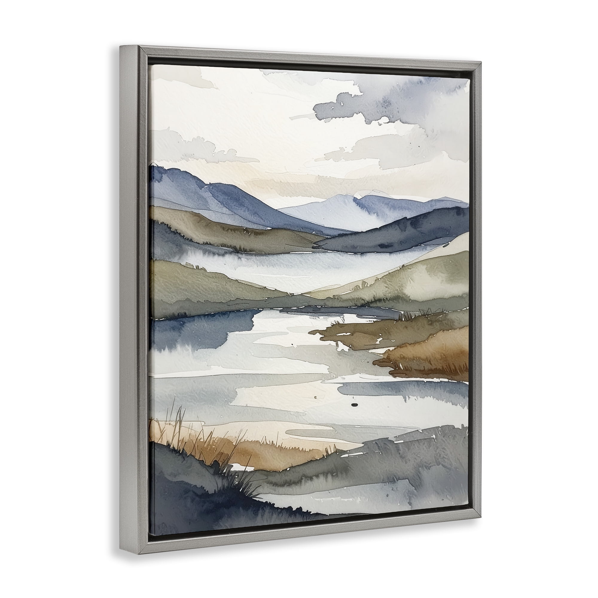 Stupell Industries Flow Of Water Pond Gray Framed Floater Canvas Wall Art, design by Alonza Saunders