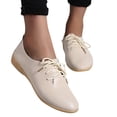 thumbnail image 4 of Mortilo Fashion Womens Breathable Lace Up Shoes Flats Casual Shoes PU casual shoes for Women Beige, 4 of 6