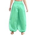 thumbnail image 2 of TTAO Kids Girls Belly Dance Bloomers Halloween Party Tribal Arabic Trousers Satin Harem Pants Light Blue 16, 2 of 7