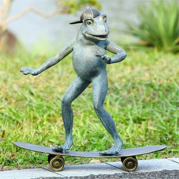 SPI Aluminum Radical Skateboarding Frog Garden Statue