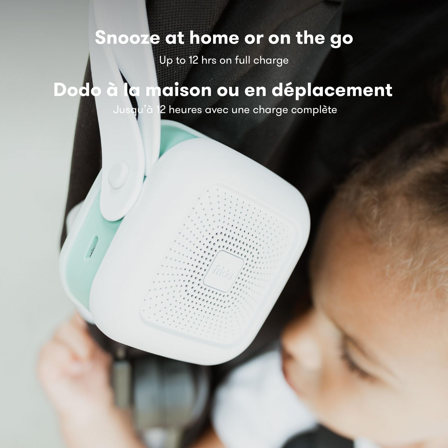 Frida Baby - 2 in 1 Portable Sound Machine and Night Light with Strap, White Noise Machine with Soothing Sounds for Stroller or Car Seat with Volume Control, Battery Powered