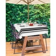 thumbnail image 5 of Outdoor Tablecloth with Umbrella Hole and Zipper Black Ticking Vertically Stripe Tablecloths 60x102 Outside Table Cloths Simple Style White Patio Table Cover for Outdoor Tables Picnic Garden, 5 of 6
