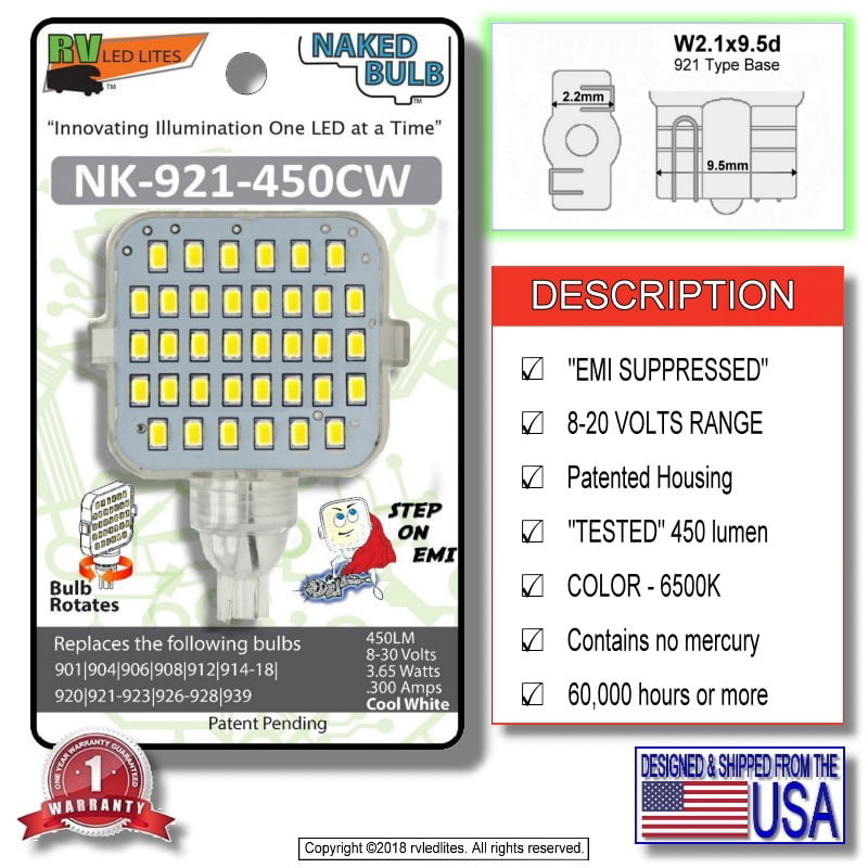 NK-921-350WW, (NAKED BULB) LED Replacement EMI Suppressed 