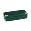 Velvety Trinket Rectangular Box With Golden Accent, Green