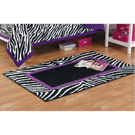 your zone zebra printed rug, purple, 30" x 44"