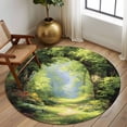 thumbnail image 2 of Round Area Rug 8 Ft, Forest Washable Non-Slip Circle Carpet for Living Room/Bedroom, Nature Woodland Spring Scenic Green Trees Flower Collection Low-Profile Large Area Rugs for Indoor, 2 of 8