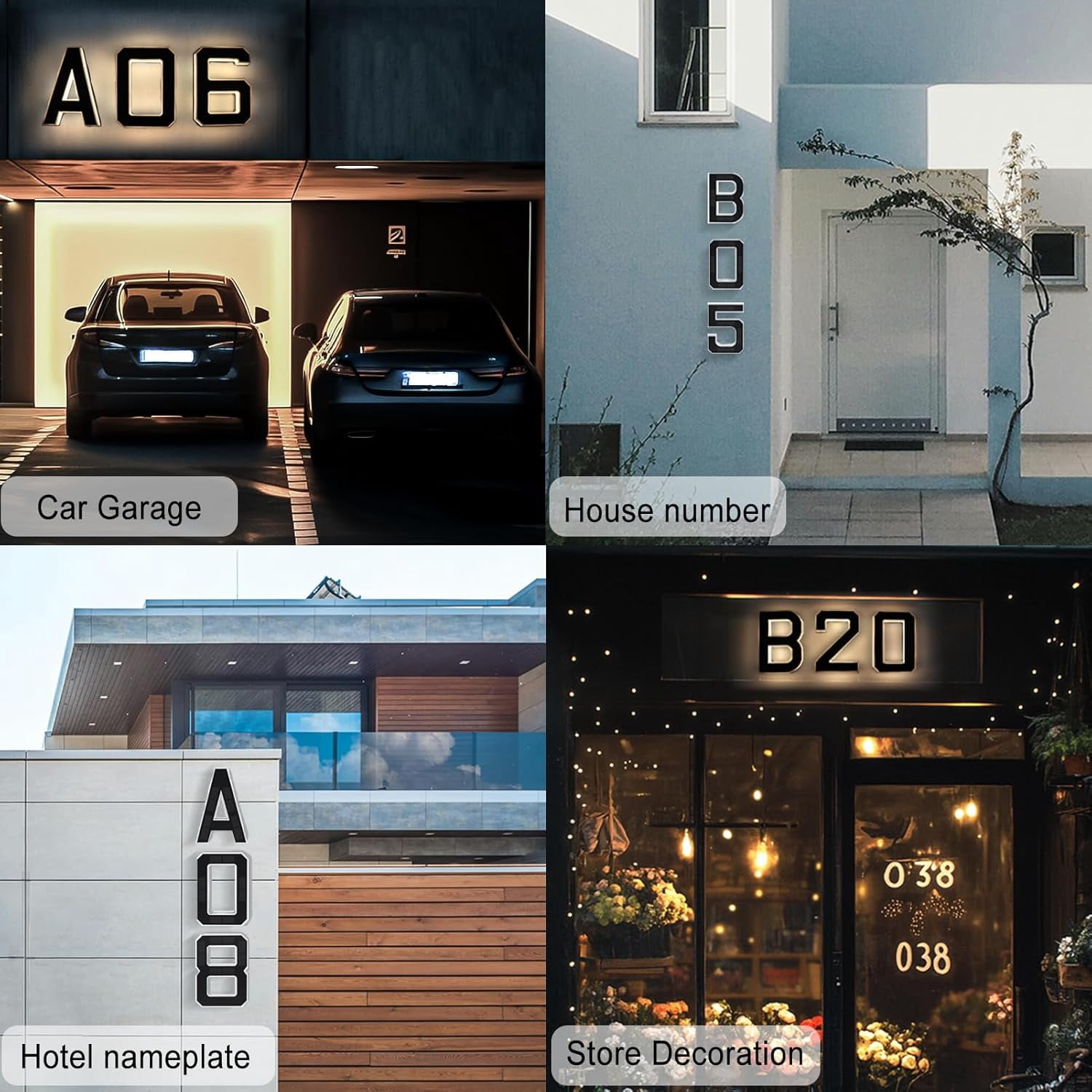 Yippzo 9" Solar Powered House Numbers for Outside Light Up, Large Exterior Illuminated Number Plate for Door, Home, Apartment, Mailbox