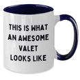 thumbnail image 2 of Funny Valet Gifts for Men and Women, Two Tone Coffee Mug with Inspirational Quote 'This Is What An Awesome Valet Looks Like', Graduation Unique Gifts from Friends or Family, 2 of 4