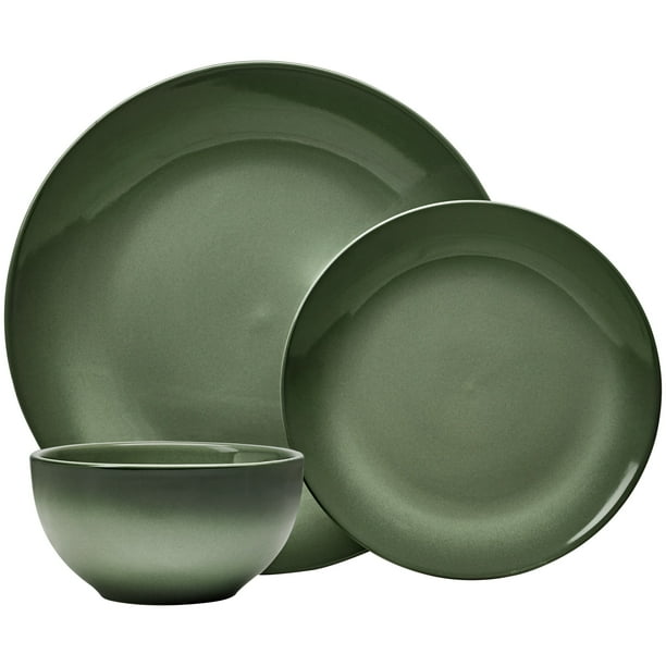 Mainstays Painter's Ombre 12piece Kale Green Stoneware Dinnerware Set