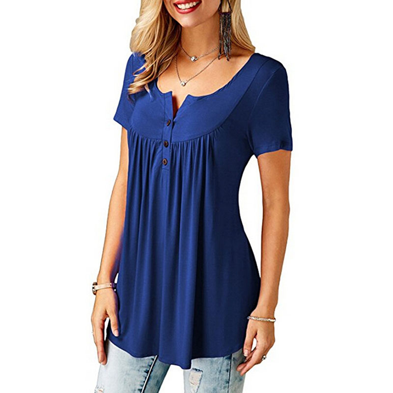 Womens Casual V Neck Short Sleeve Tops Loose Flowy Tee Shirt Blouses