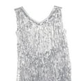 thumbnail image 6 of JanJean Womens Latin Dance Sleeveless Shiny Sequins Tassels Dress 1920s Flapper Tango Ballroom Dance Silver M, 6 of 7