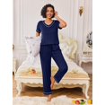 thumbnail image 4 of Ekouaer Pajamas for Women Set 2 Piece Lounge Set Soft Pajama Sets Short Sleeve and Pants Pj Sets Loose Sleepwear with Pockets, 4 of 6